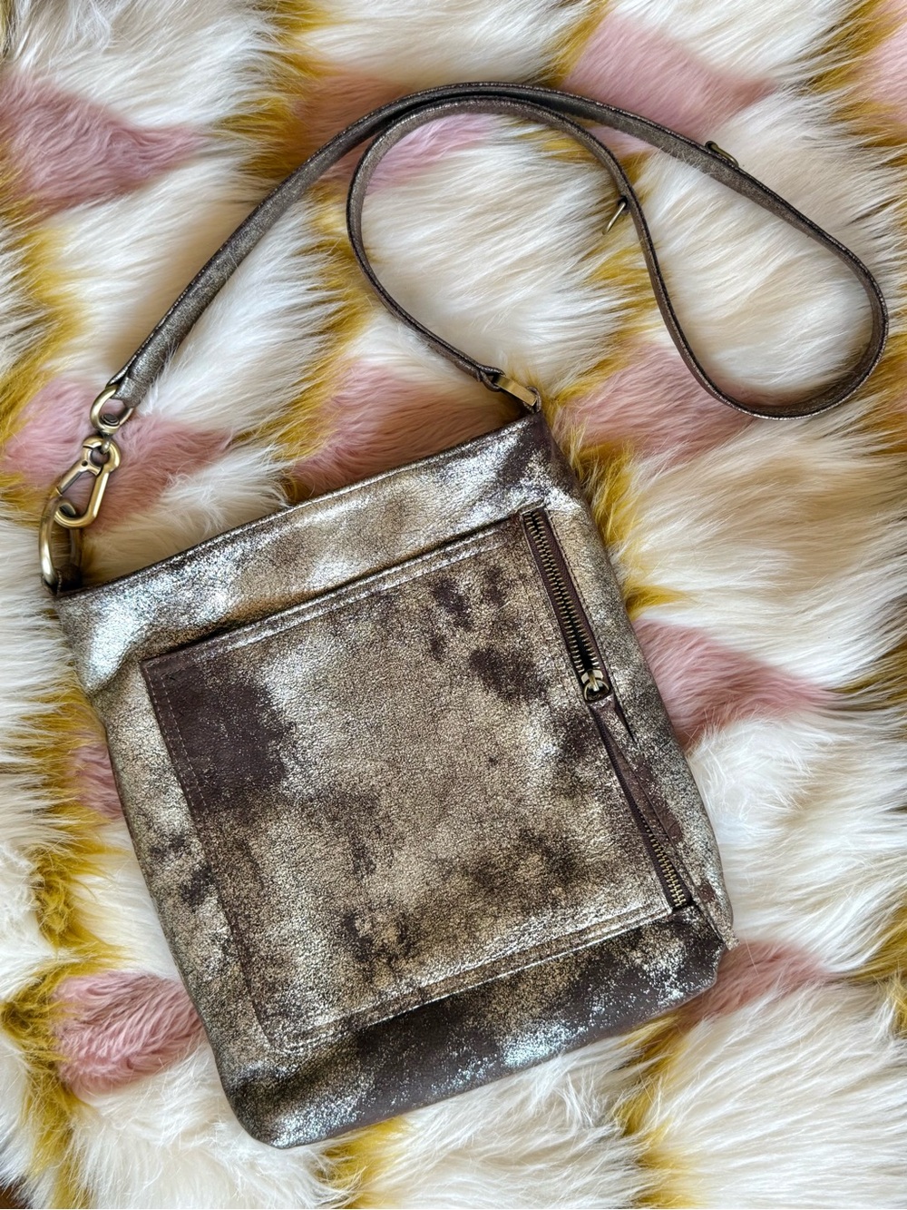 Metallic Bronze Crossbody Bag - Women's Shoulder Bag